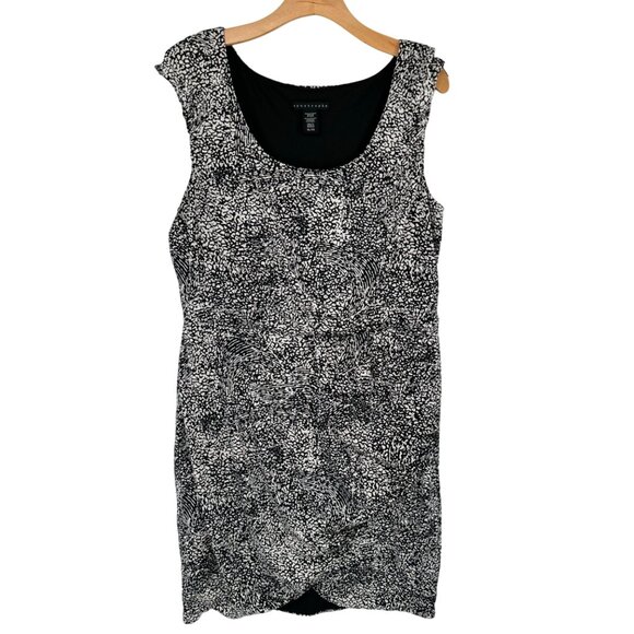 Apostrophe Womens Black White Patterned Sleeveless knit Dress Size XL lined - Picture 2 of 11